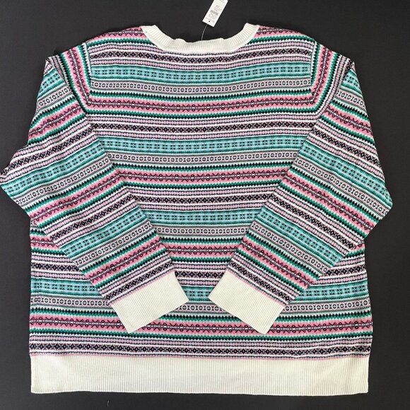 NWT Talbots Women’s 3X Fair Isle Crew Neck Sweater Multicolor Striped Plus Size - Picture 7 of 7